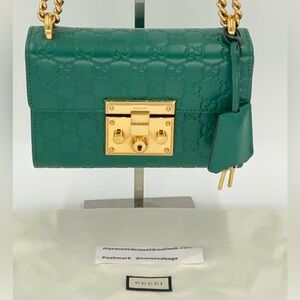 Gucci Padlock in Kelly Green with Gold Hardware Excellent Condition w/Dust Bag